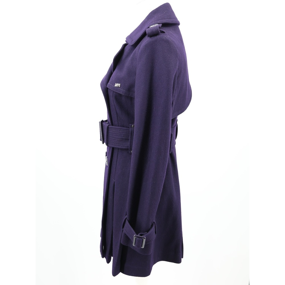 Miss Sixty Wool Blend Belted Peacoat Pleated Back Purple Y2K Jacket Size M - Picture 5 of 16